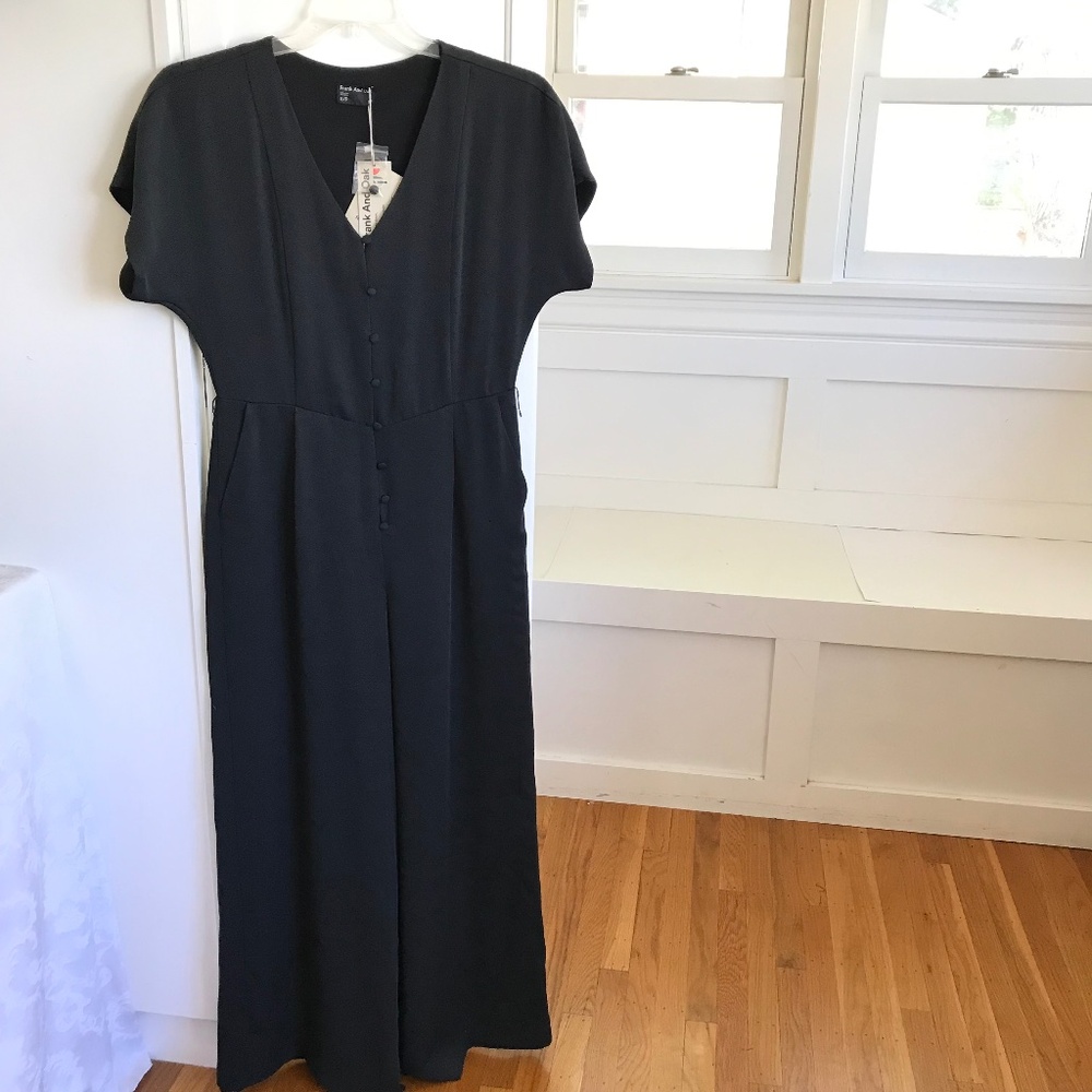 FRANK & OAK Wide Leg Jumpsuit Black Women’s Size Small Oversized